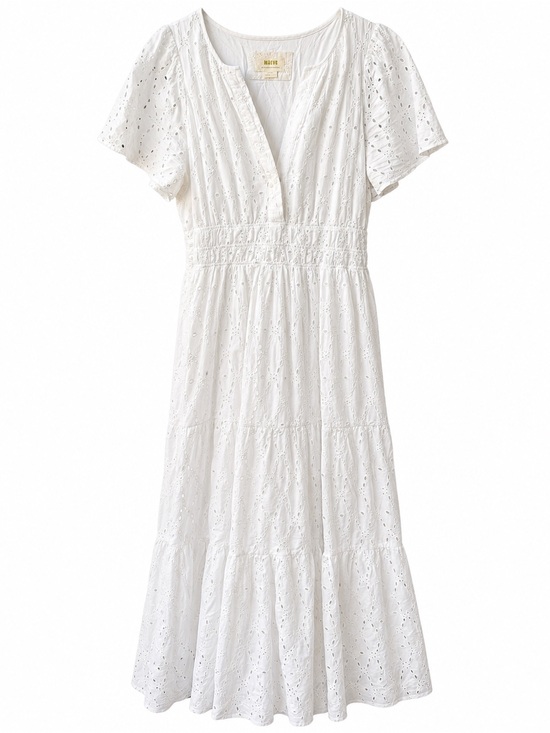 Maeve Dresses & Skirts - Anthropologie Maeve White Eyelet Midi Dress XL Fall Wedding Guest